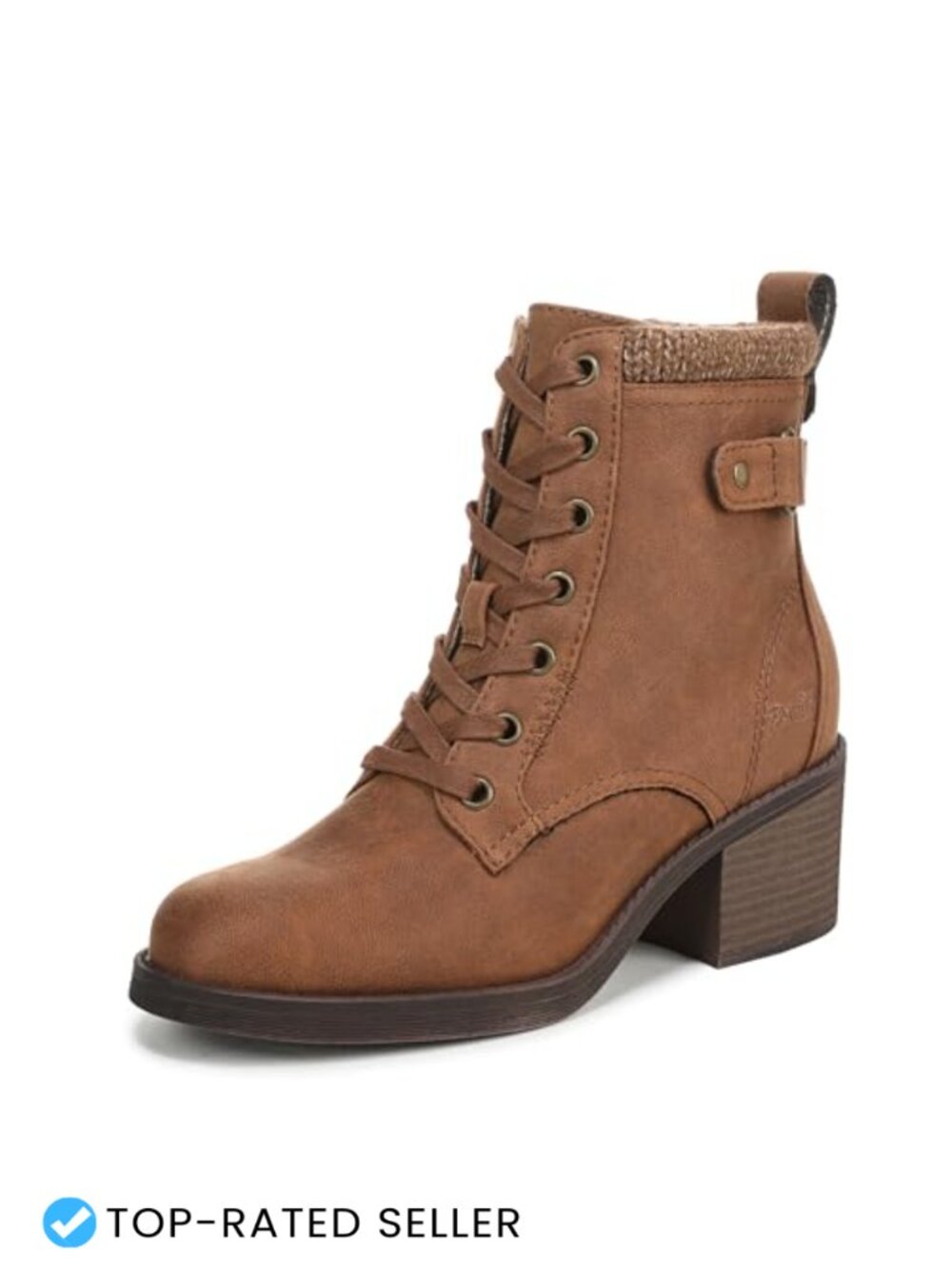 Faux Leather Sweater Knit Ankle Bootie with Block Heel
